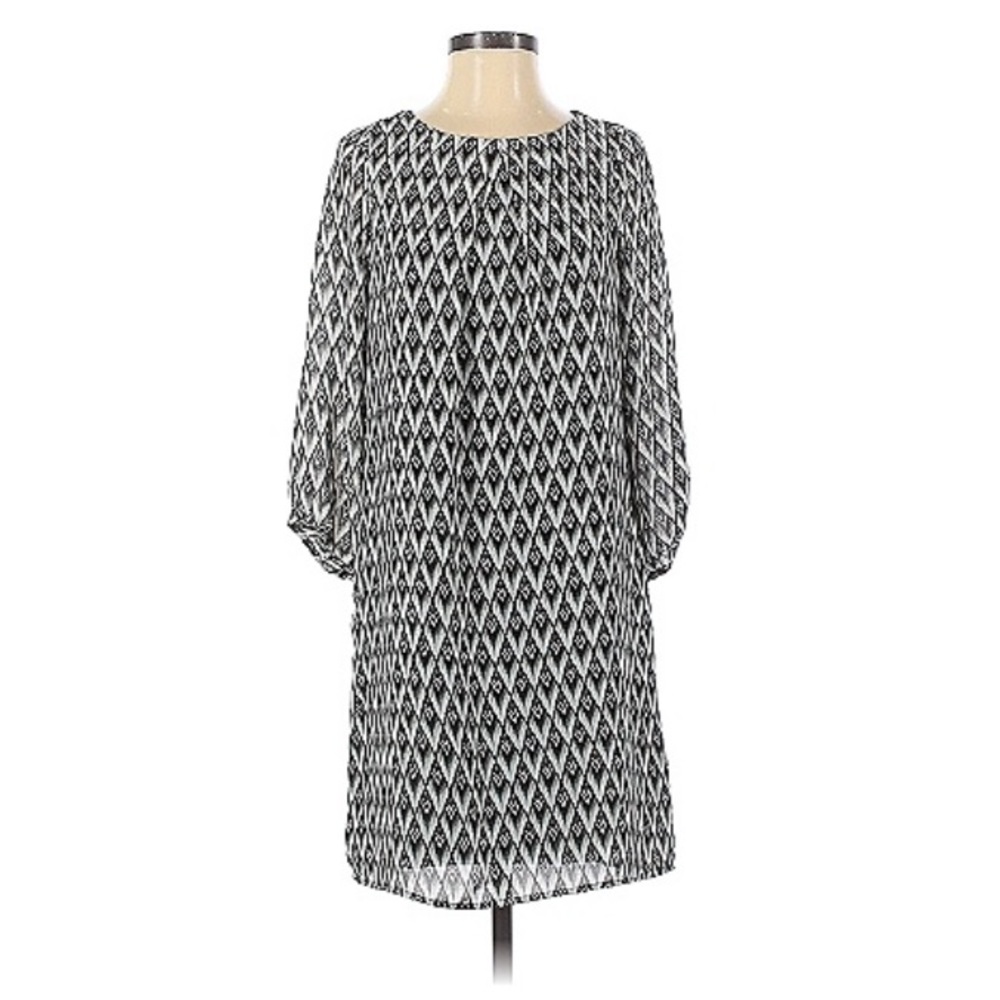 Black white tunic 3/4 sleeve dress K